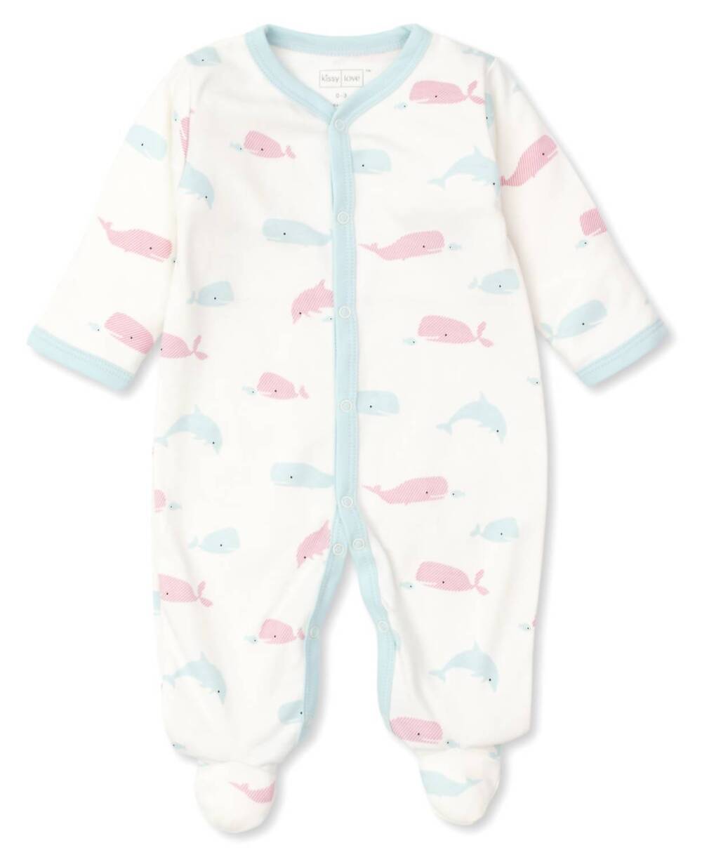 NEW KISSY KISSY kid's whales footie in white